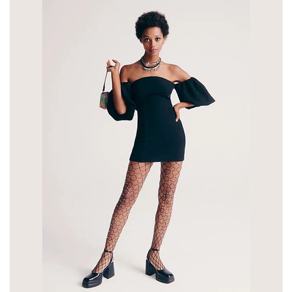 Free People Black Off-Shoulder Mini Dress